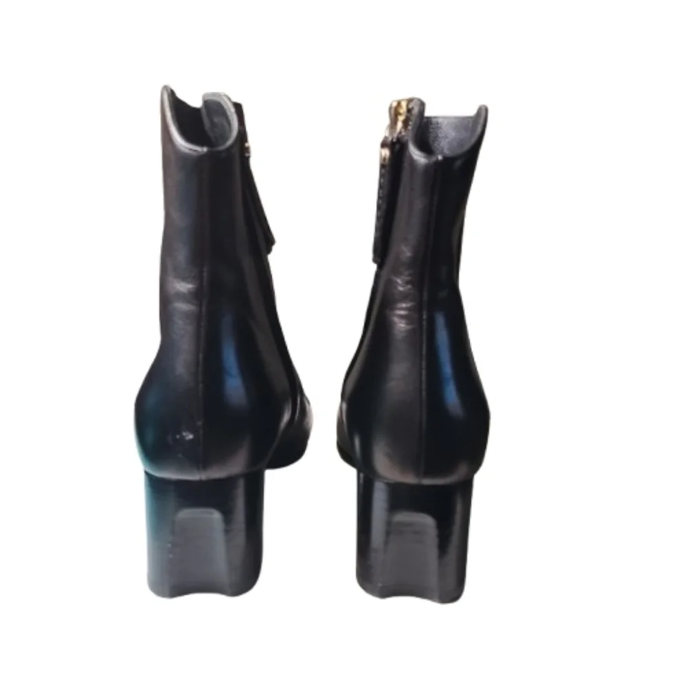 M. Gemi The Corsa Black Leather Ankle Boots Low Block Heel Almond Toe Size 5 - Picture 4 of 12